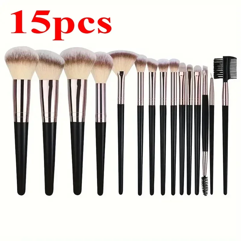 3-15 Pcs Professional Makeup Brush Set Soft Fluffy Synthetic Bristles Eyeshadow Blending Blush Concealer Brushes Daily Makeup