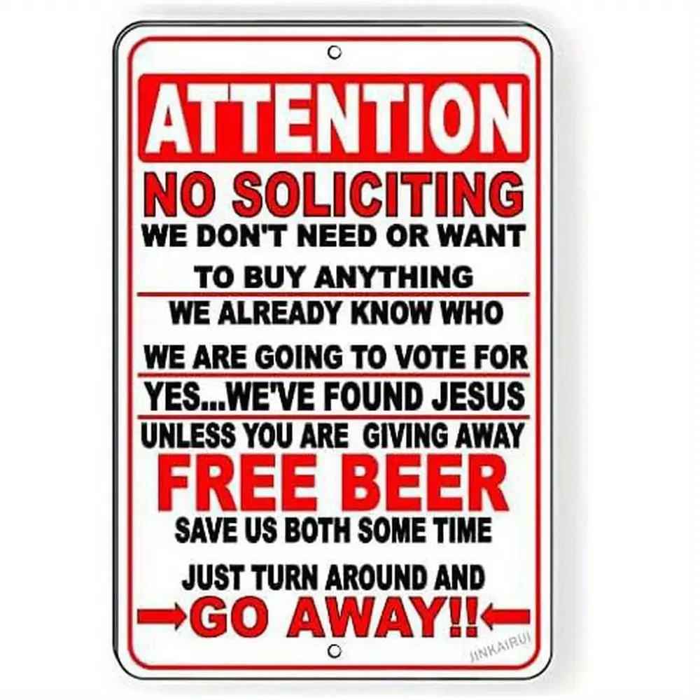 New Warning Plaque Wall Decor No Soliciting Unless You Are Giving Away Free Go Away Chic Rust Free Metal Tin Signs Yard Sign