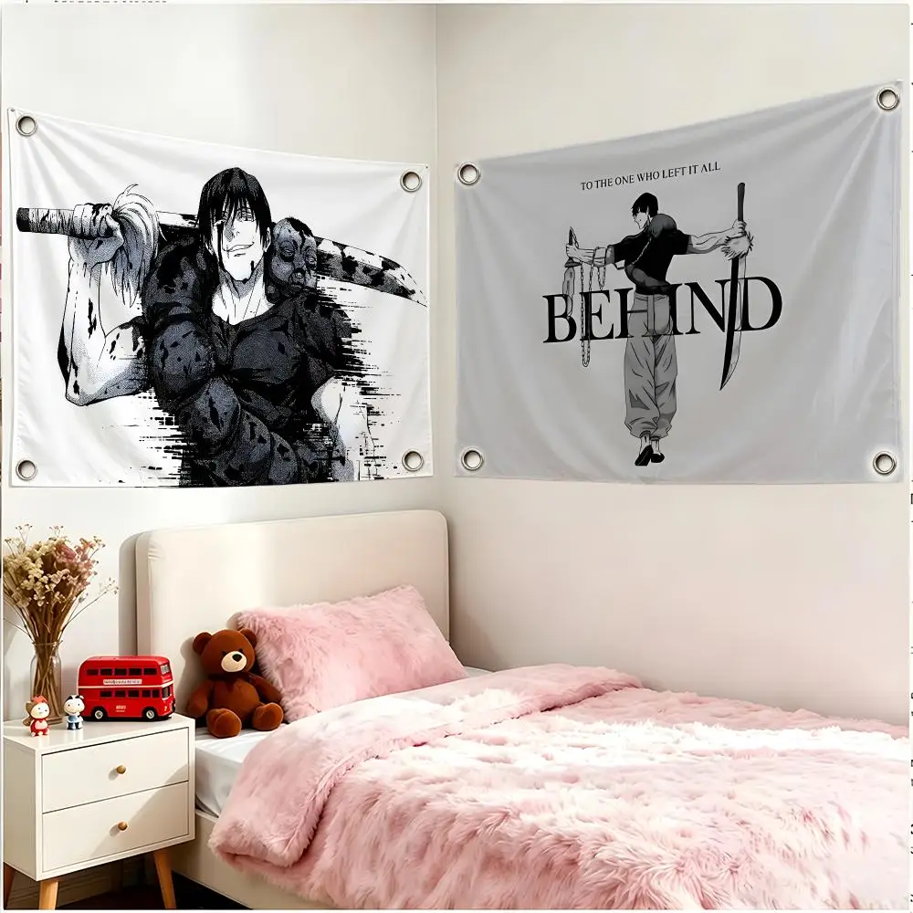 Anime Character Jujutsu Kaisen Toji Fushiguro Flags Borderless Four Ring Ornament Indoor Outdoor Decoration Quick Hang Install