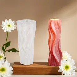 1 piece, wave cylindrical aromatherapy candle silicone mold, handmade soap gypsum expansion stone ornament mold