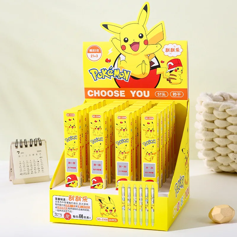 24 pcs/lot Pokemon Creative Press Gel Pen Cute 0.5mm Black Ink Neutral Pens Promotional Gift Office School Supplies