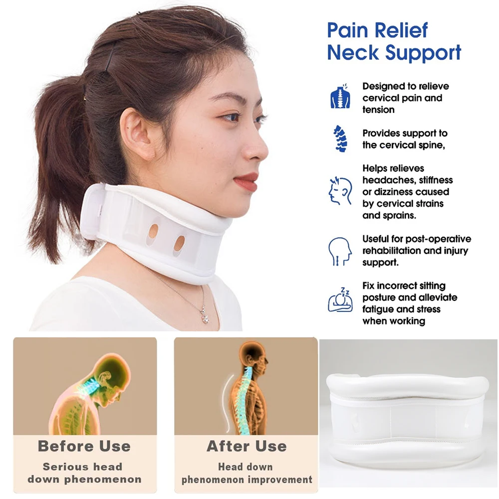 TIKE Cervical Neck Brace Collar with Chin Support for Stiff Relief Cervical Collar Correct Neck Support Pain Bone Care Health