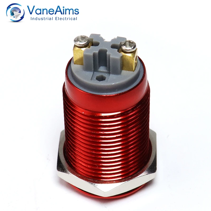 16mm Push Button Switch with Fixation Latching Self-locked Metal Electric Buttons Oxidation Red Yellow Blue Green Black VaneAims