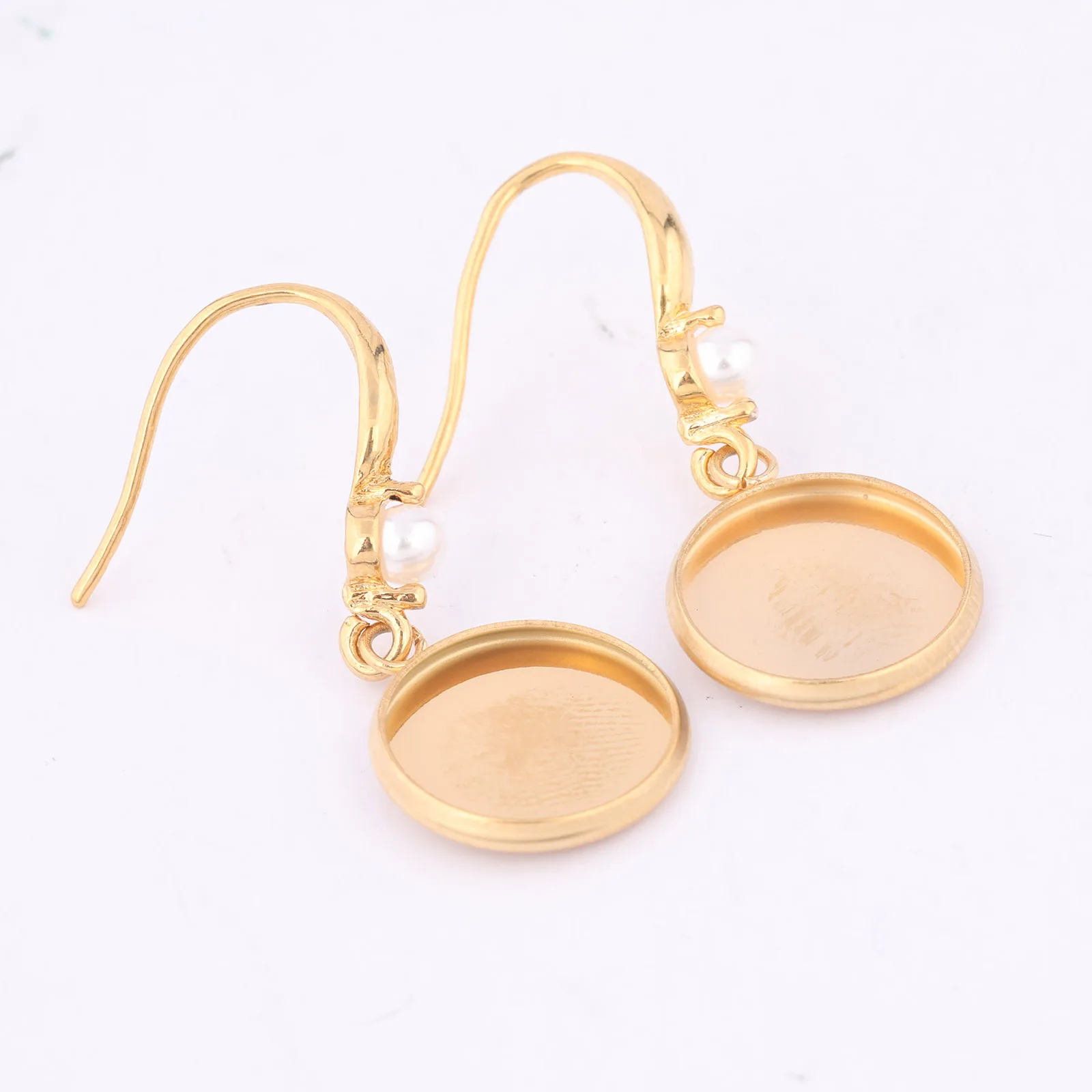 6pcs Stainless Steel Gold Plated 12mm Cabochon Earring Base Blanks Diy Pearl Earrings Hooks Findings For Jewelry Making Supplies