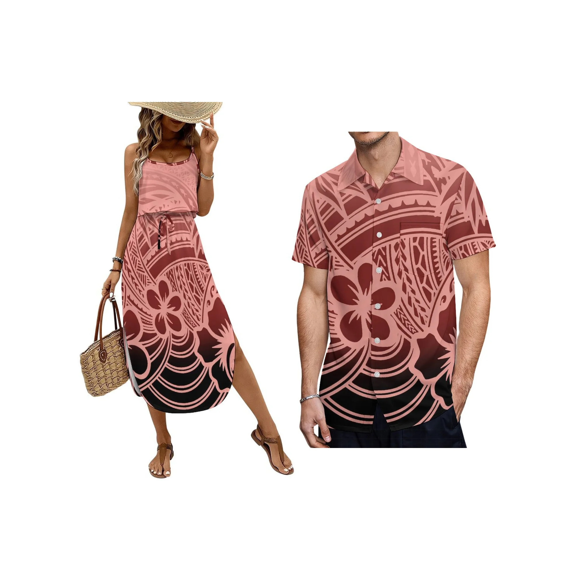 Brand New Design Custom Womens Spaghetti Strap Dress Retro Style Sleeveless Sling Strap Hawaii Print Lady Casual Dress