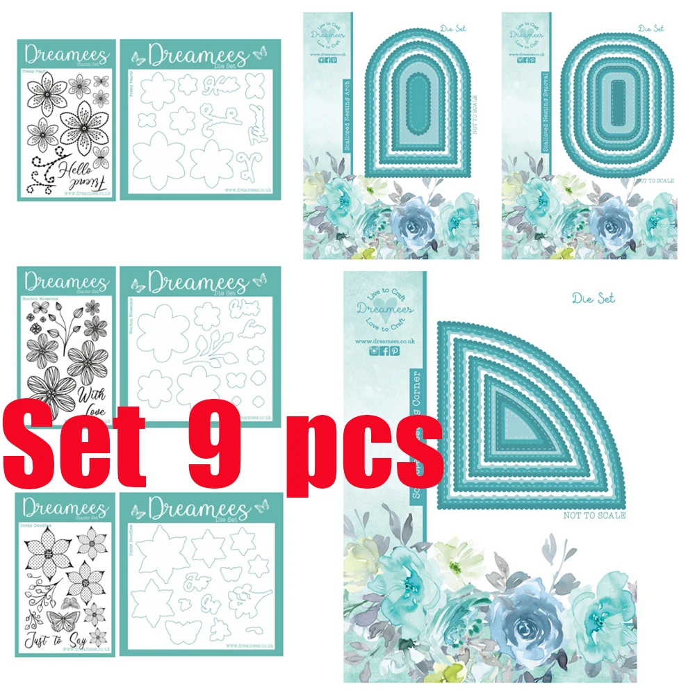 

Bonbon Blossoms Pretty Pearls Nesting Squoval Corner Arch Die Set New Metal Cutting Dies Stamp Stencil for DIY Scrapbook Handmad