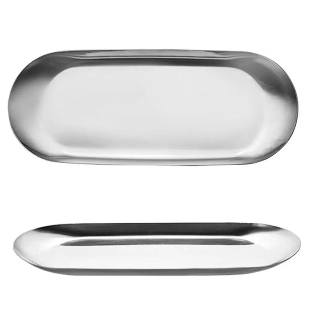 

Stainless Steel Tray Towel Storage Tray Stainless Steel Oval Tray Versatile Serving Dish for Towels Jewelry Desserts Mirror