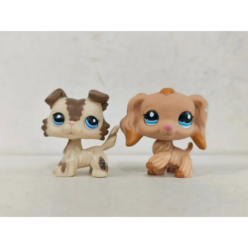 2pcs/lot Mini Pet Shop Toy Collie Spaniel Dog #2210#1716 Animal LPS Figures