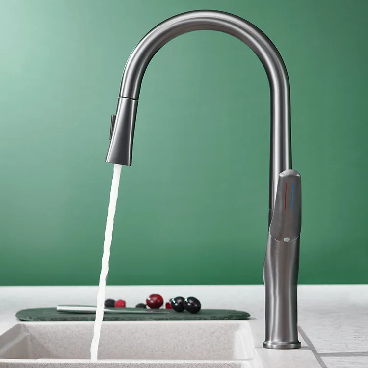 Grey Kitchen Faucet Copper Black Sink Faucet Rotation Bathroom Faucet Hot And Cold Pull Out Kitchen Sink Faucet Desktop Sink