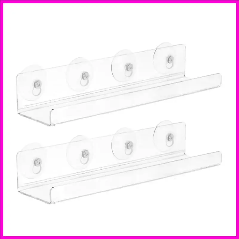 

57BE 2pcs Indoor Garden Window Shelf Acrylic Suction Cup Holder for Plant Storage