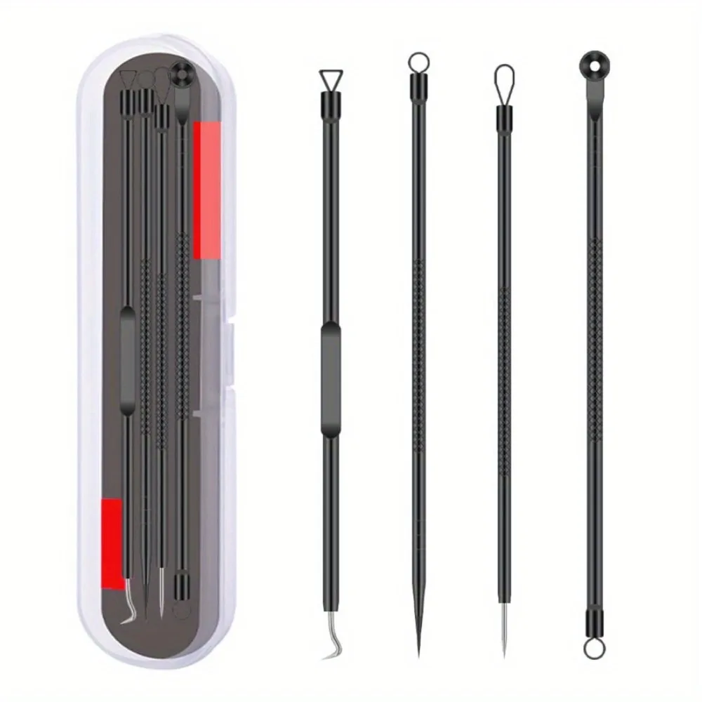 4Pcs Multi Functional Acne Blackhead Remover Kit Stainless Steel Ultra Fine Tweezers Extractor for Facial Skin Care Tools
