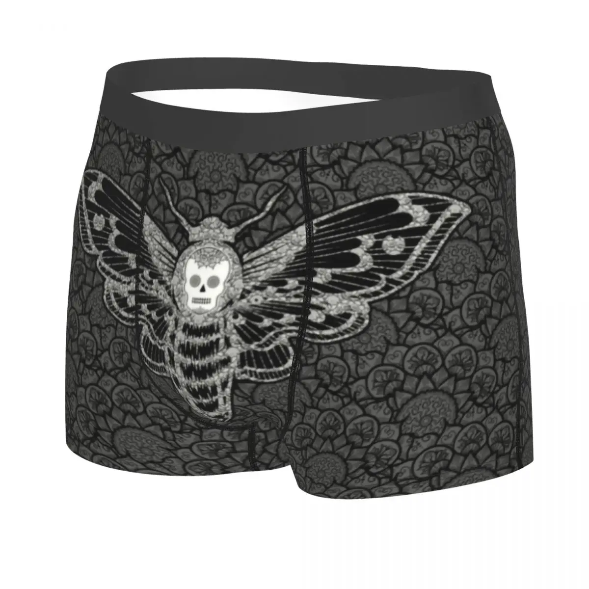 Gothic Death Moth Skull Underwear Men Sexy Printed Boxer Shorts Panties Briefs Breathbale Underpants