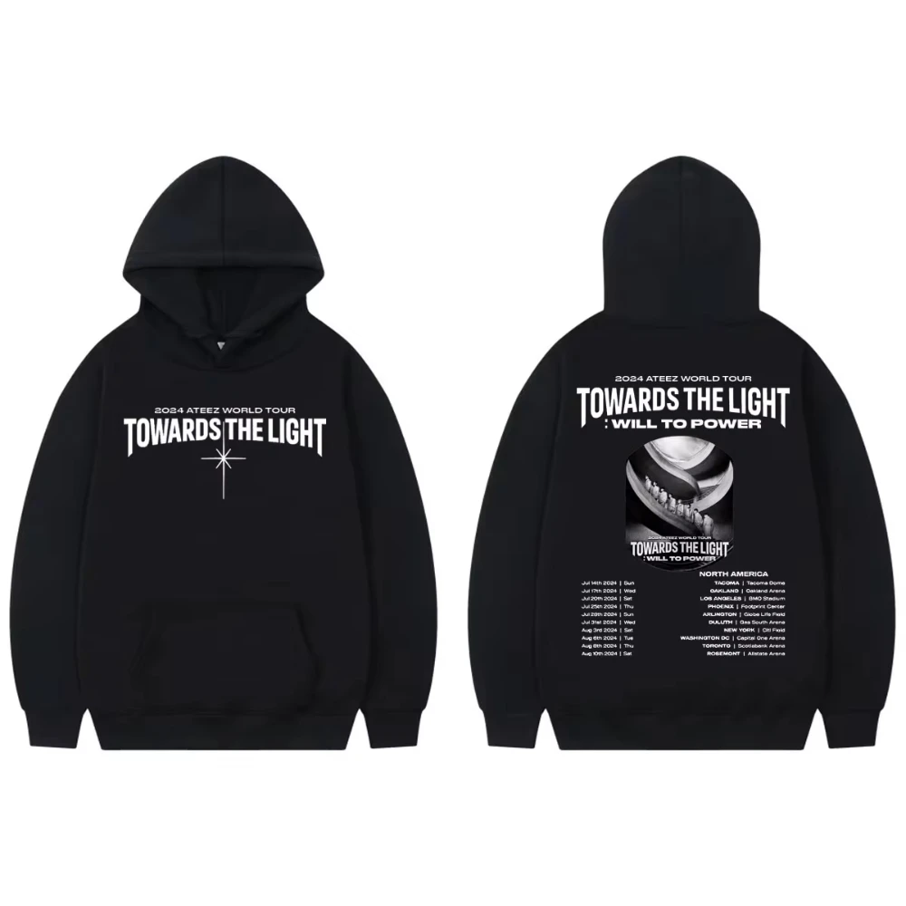 

2024 Ateez World Tour Double Sided Print Hoodie Men Women Harajuku Kpop Hooded Sweatshirts Fashion Casual Oversized Pullovers