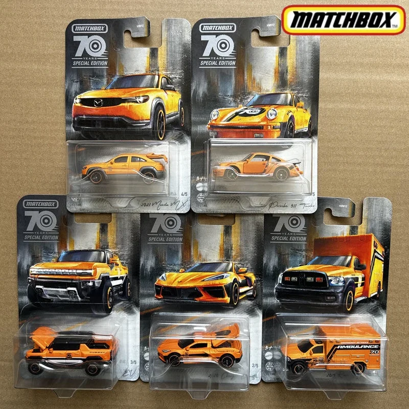 

Original Matchbox 70Th Anniversary Special Edition Moving Parts Complete Set of 5 Diecast Vehicles Model Car Toys HMV12