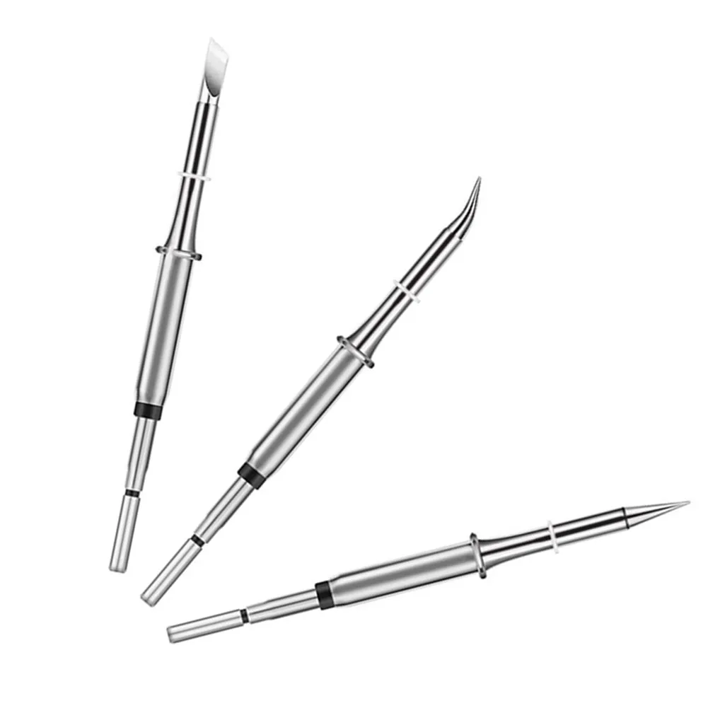 3pcs C115 Soldering Iron Tips Set Fast Heating Stainless Steel Blade Point Bent For Integrated Heating Element Welding Repair