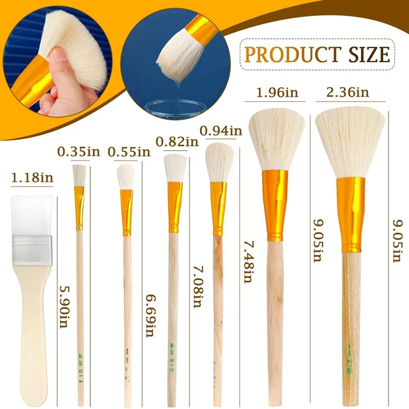 7 Pieces Paint Brushes For Acrylic Painting Mop Brush With Wooden Handle Crafts Face Body Art Oil Painting Easy To Use