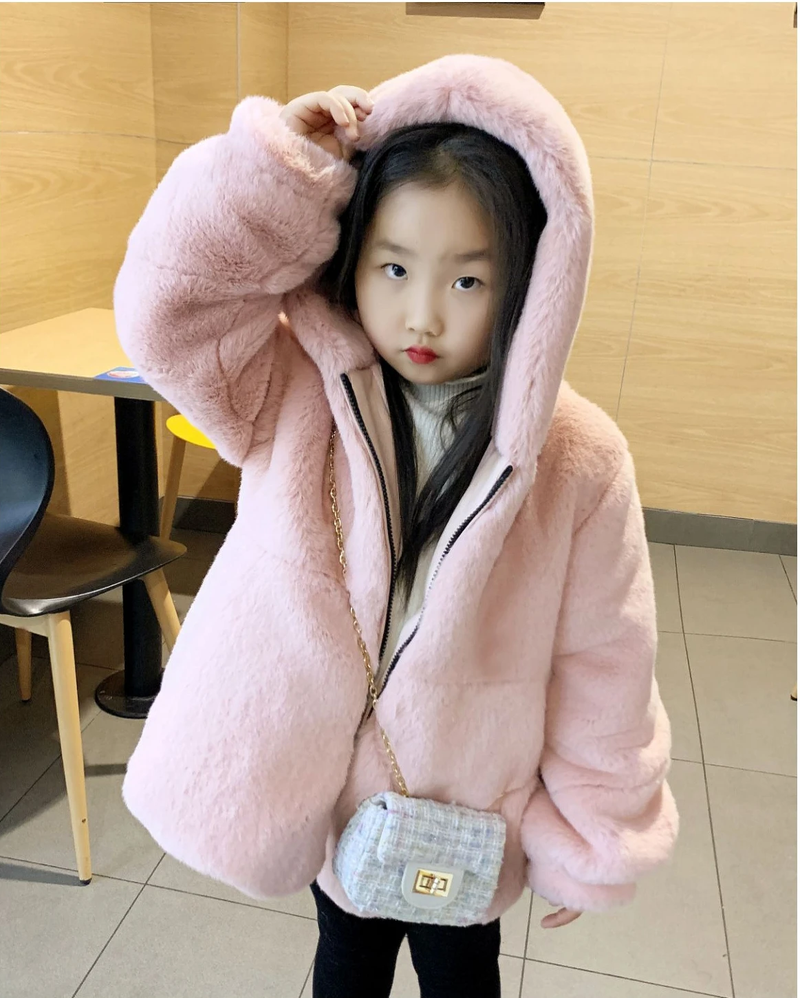 2024 Autumn and Winter New Baby Thickened Otter Rabbit Hair Fashion Girls Warm Fur Coat Children Clothes