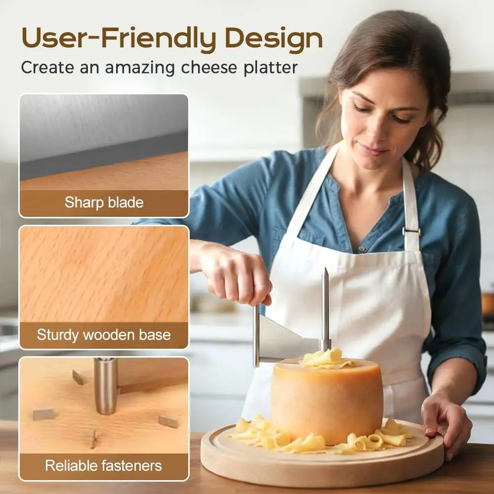 

Премиальный нож для нарезки сыра Girolle, формовщик сырных цветов, с лезвием из нержавеющей стали и деревянной подставкой, для твердых сыров и шоколада