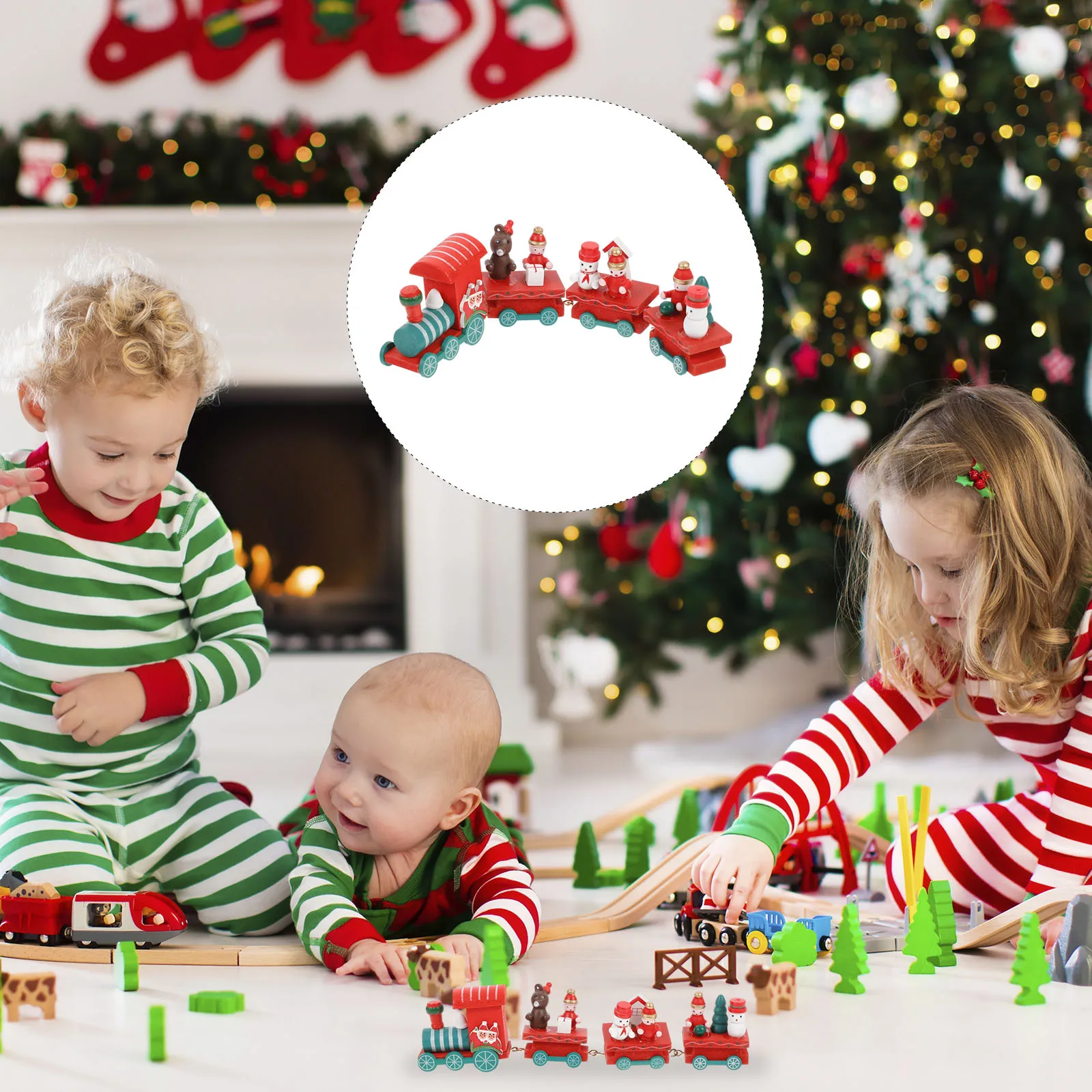 

Festive Mini Wooden Train Ornament - Natural Wood Christmas Decor, Cute Kids Gift, Desktop Decoration, Novelty Craft Design