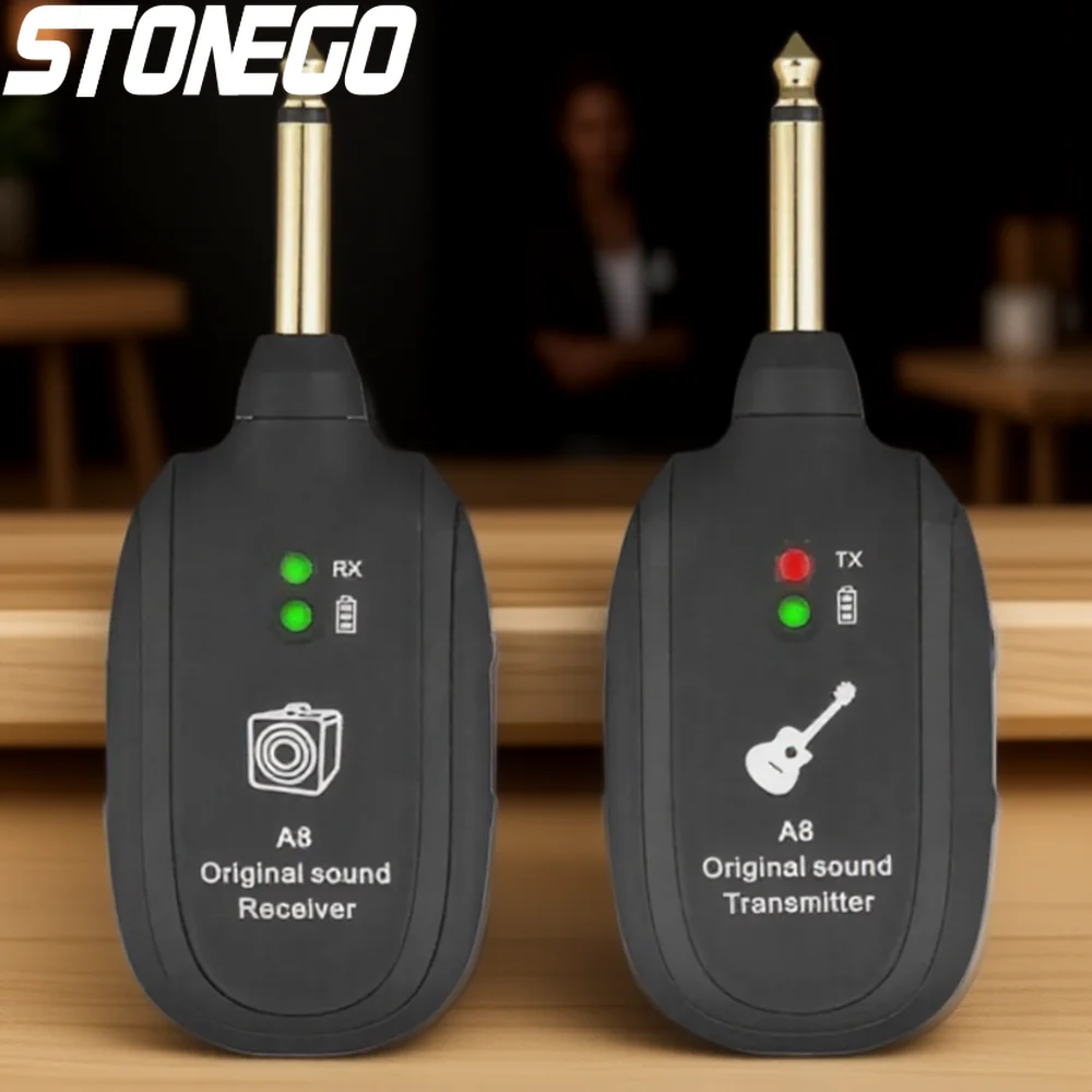 

Wireless Guitar Transmitter Receiver Built-in Rechargeable A8 Guitar System for Musicians Performance and Practice