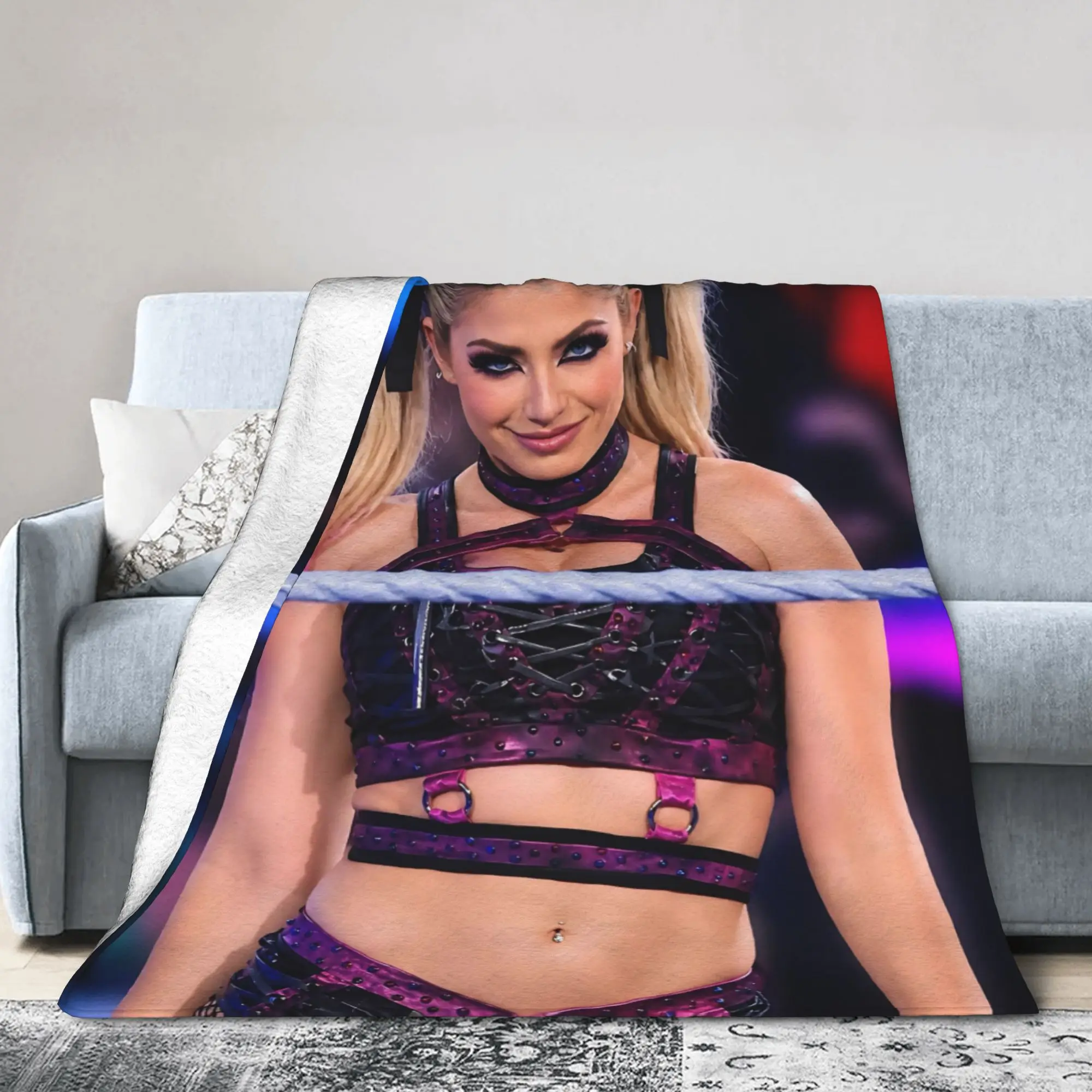 Alexa Wrestler Blisses Flannel Blanket Wrestling Cool Funny Bedding Throw Blankets for Sofa Super Soft Gift Portable