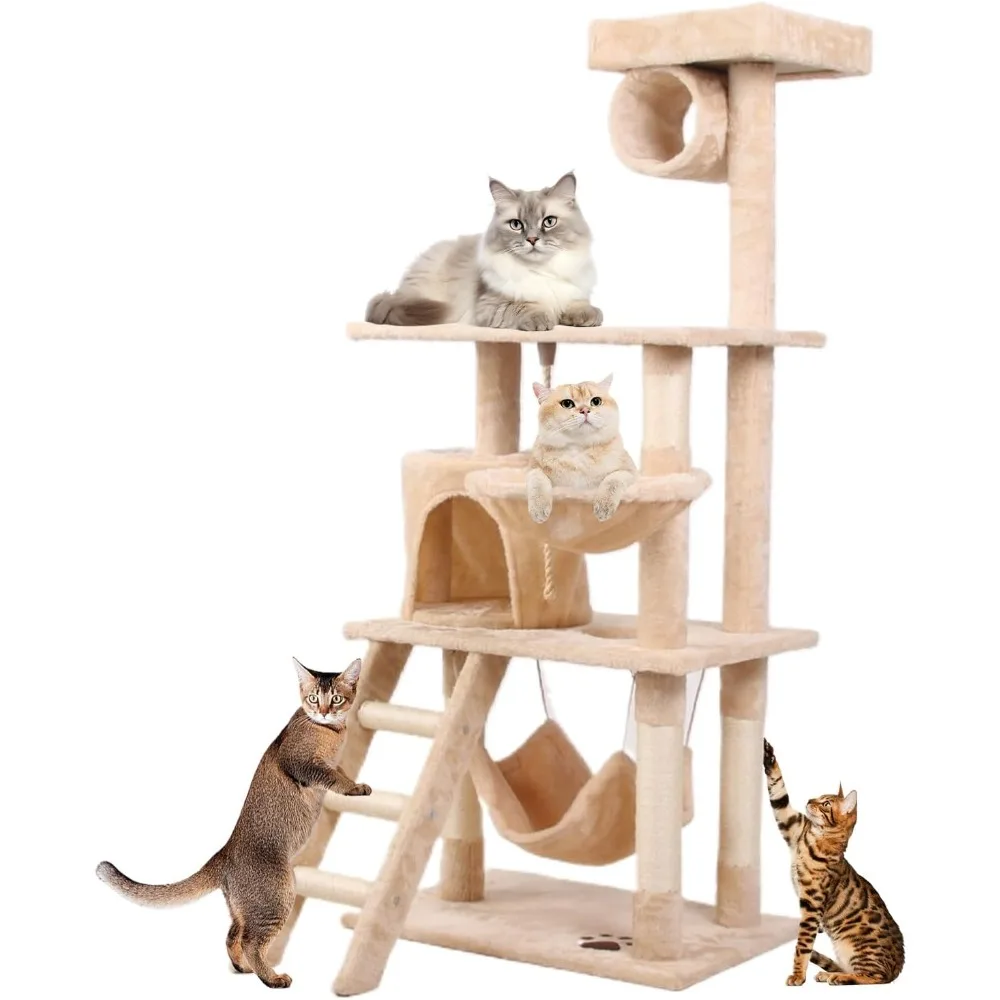 

Cat Climbing Frame for Endless Fun and Comfort, Multi-Level Design with Perches and Hammocks