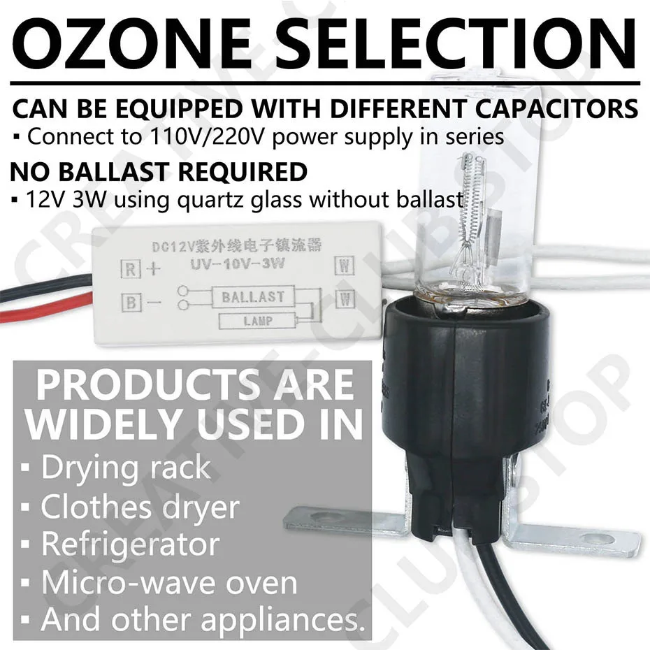3W UV-Lichter UV-Lampe DC12V Sterillampe 254nm Sterilisation Ozonsterilisation Milben Lichter keimtötende Lampe ﻿ – Detail 3