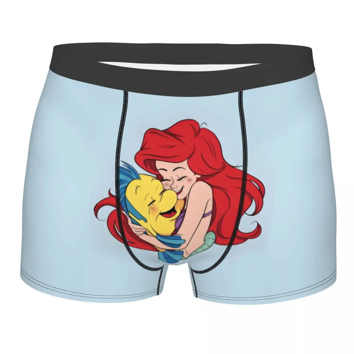 

Крутые боксеры «Русалочка» на заказ, шорты, мужские трусы, эластичные трусы принцессы Ариэль, нижнее белье