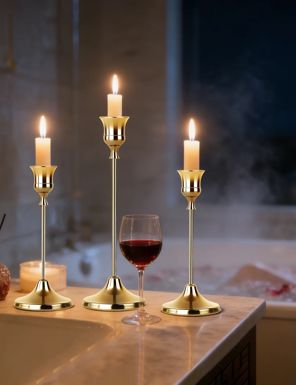 Juego de 3 Candelabros Europeos Vintage, Adorno de Mesa Estilo Antiguo para Bodas, Aniversarios, Fiestas, Hoteles, Decoración del Hogar