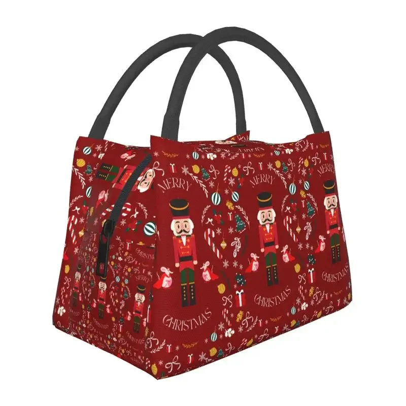 Fiambrera Cascanueces de Feliz Navidad para mujer, bolsa de almuerzo con aislamiento térmico para alimentos, contenedor Pinic para oficina y Hospital