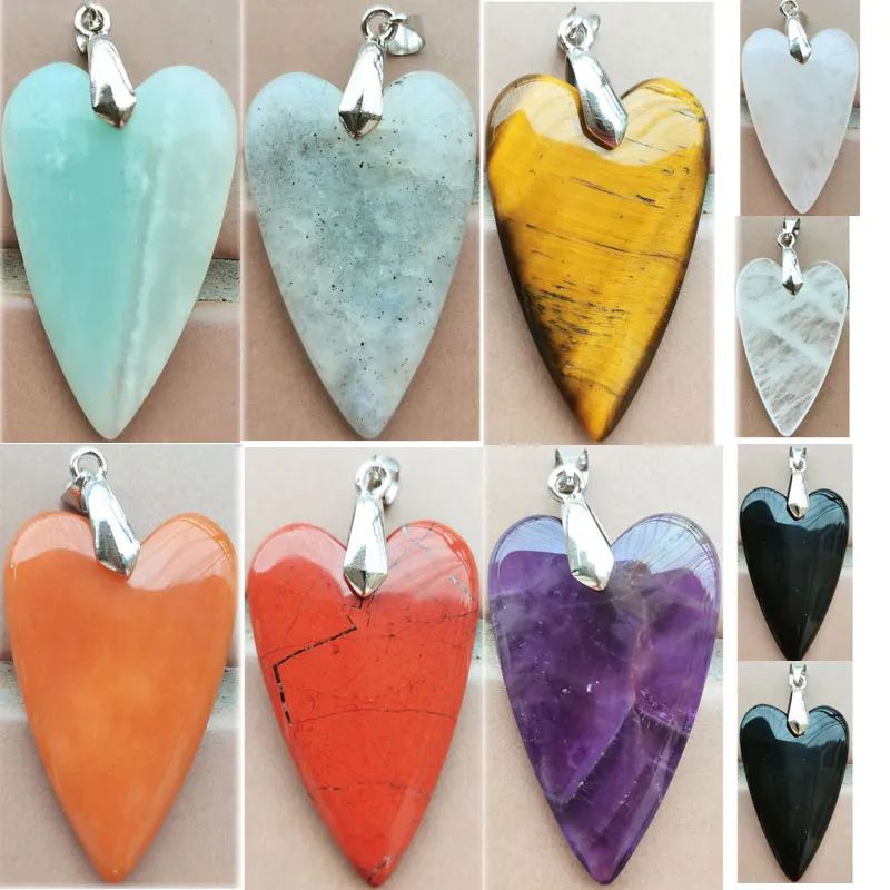 Tigerauge Labradorit Amazonit Kristall Karneol Jaspa Herz Kunst Anhänger Perle wfh1103