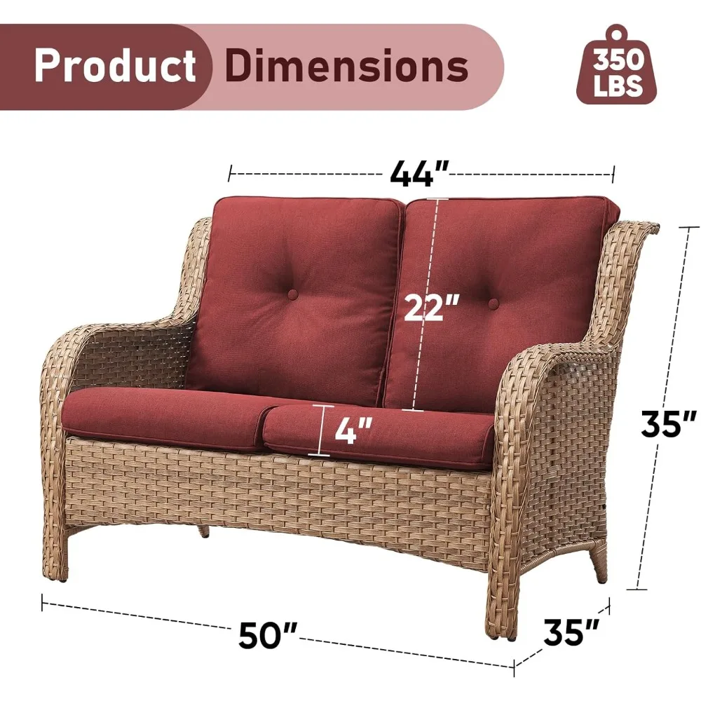 5 pieces all-weather brown pe rattan wicker sofa set outdoor patio sectional furniture set half-moon sofa set with tempered gla