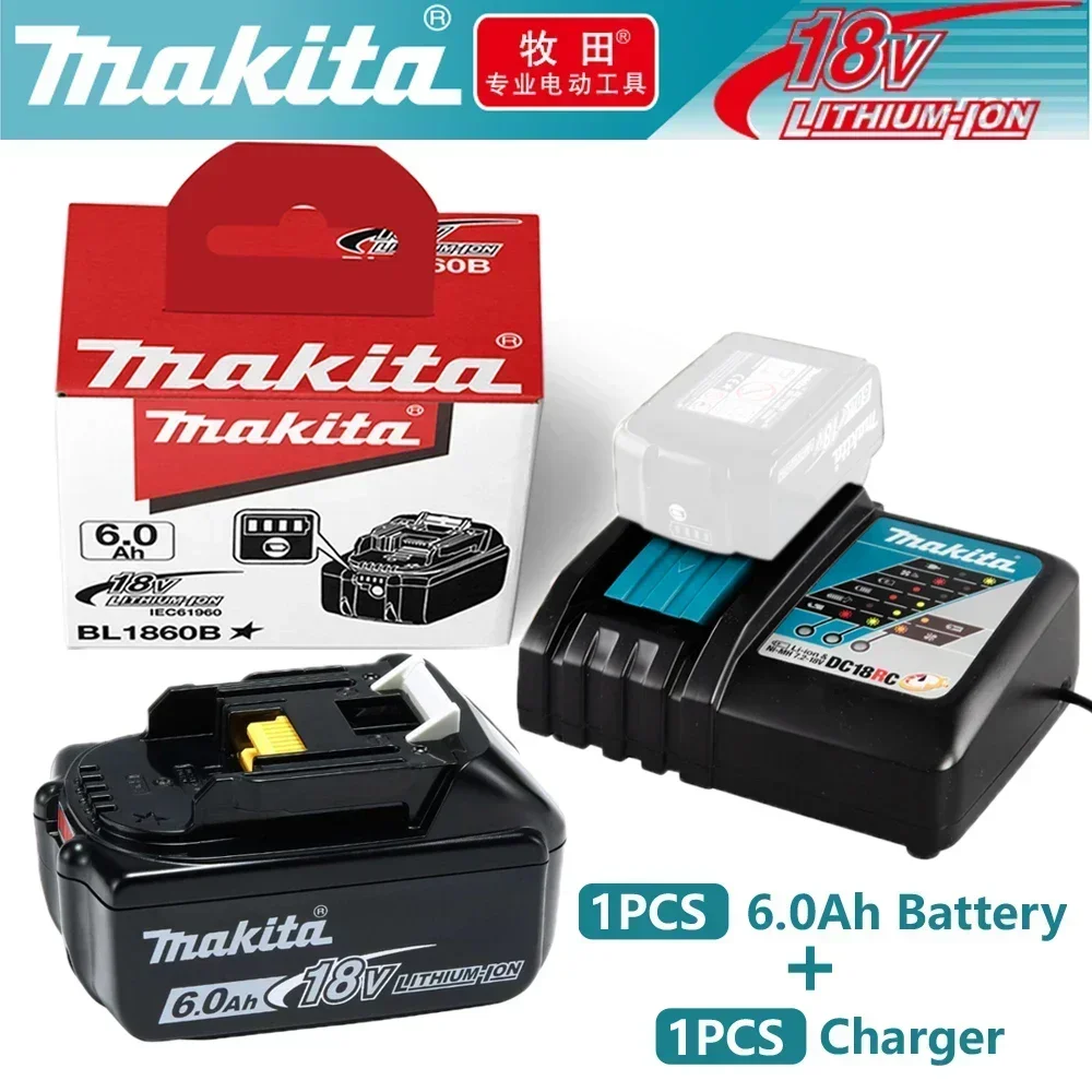 Originele Makita accu 18V 6Ah oplaadbare accu, BL1850 BL1860 BL1890 BL1860B elektrisch gereedschap 18V 6000mAh Makita lithium accu - afbeelding 1