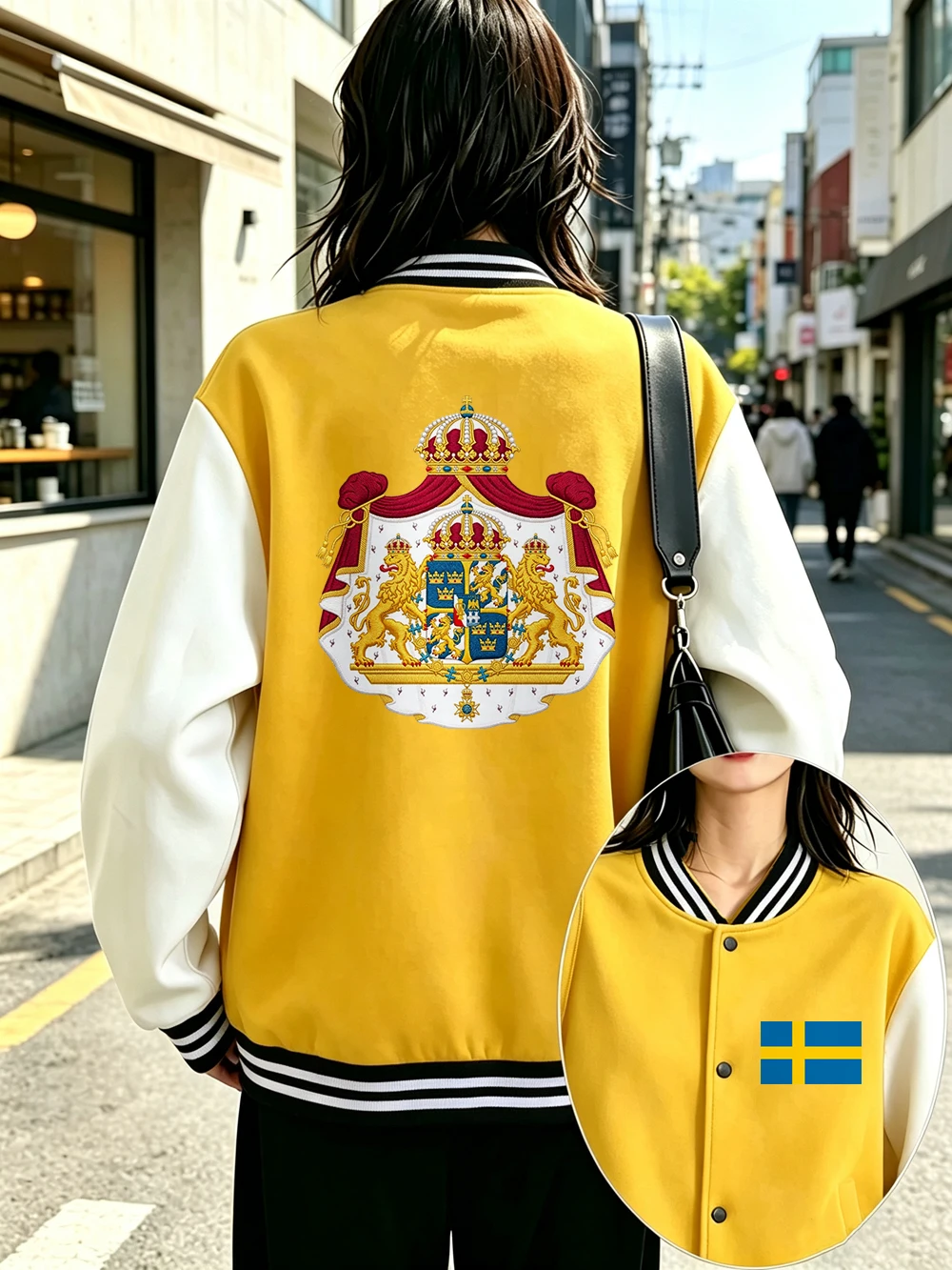 Sweden Embroidery Prints Coats Womens Winter Fleece Warm Cotton Baseball Jersey Casual Pocket Jackets Street Loose Woman Clothes