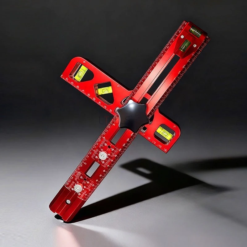 Foldable Woodworking Angle Ruler 45/90 degrees Combination Level with Bubble Gauge Magnetic Measuring Ruler Marking Tools