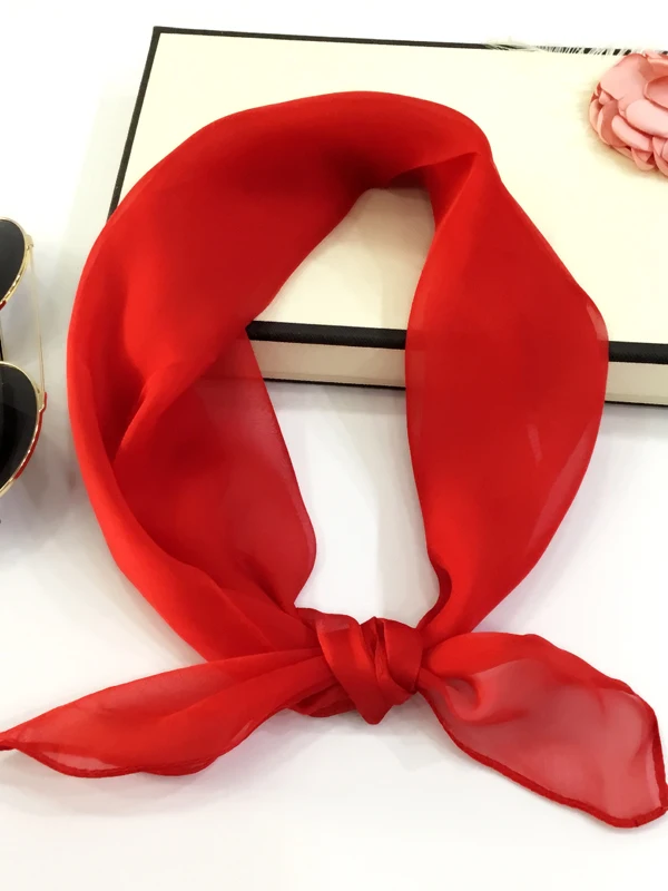 maauf-レディース-シルクスカーフ-多用途-首保護-無地-大きめ-レッド-65cm-正方形スカーフ-多用途-ショルダーショール-韓国風