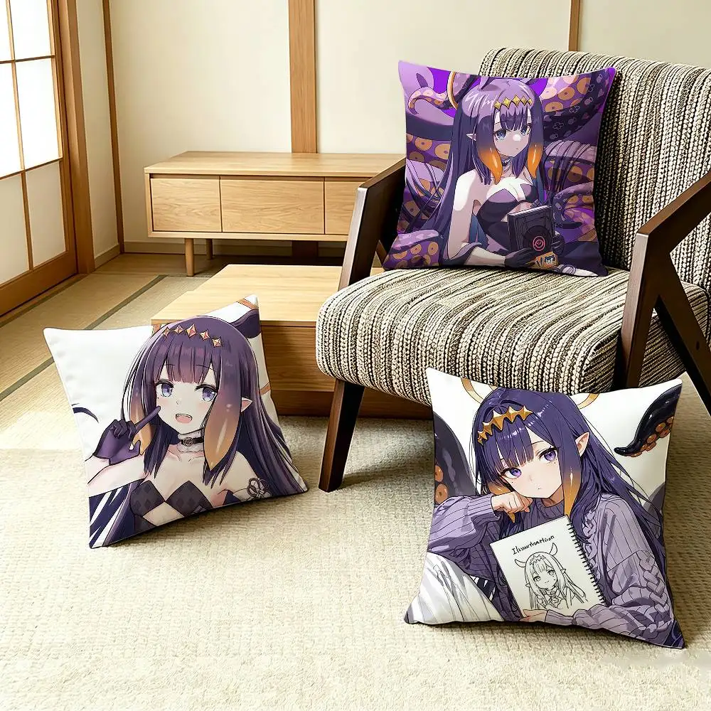 COOL N-Ninomae Ina nis Hololive Girl   Pillow Case Pattern Printed Pillowcase For Living Room Sofa Cushion Cover