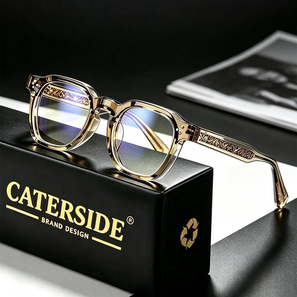 Caterside New Square Flat Light Glasses for Men Women Retro TR Frame Eyeglass High-Quality Eyewear Minimalist Matching