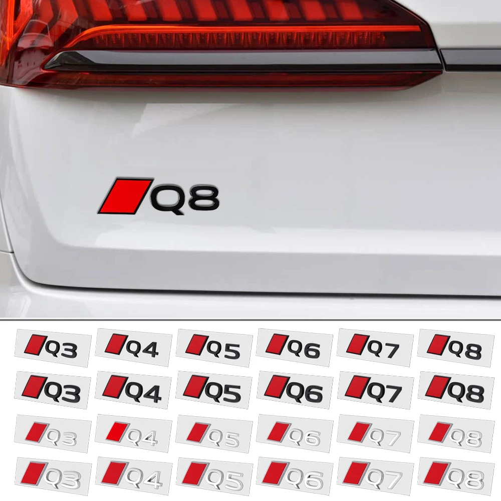 Image of 3D Aluminium Emblem Aufkleber für Audi Q3 Q4 Q5 Q6 Q7 Q8 – Auto-Styling Heckklappen-Emblem Dekoration Autozubehör