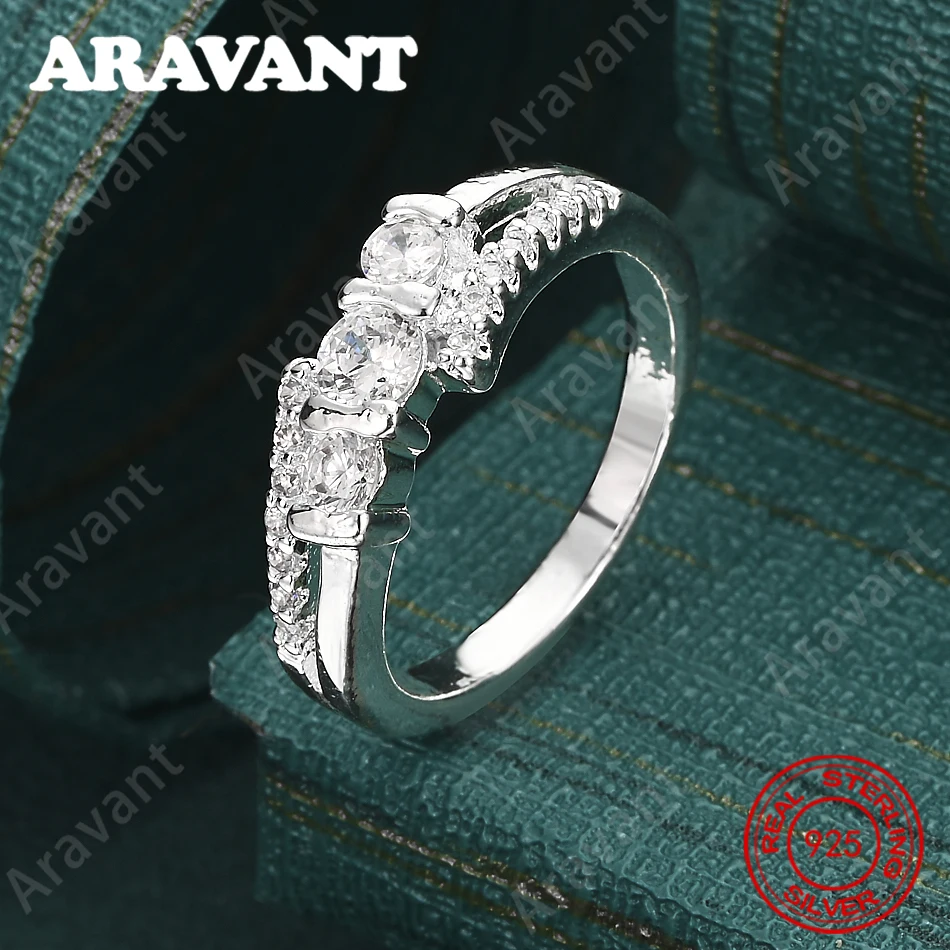 

925 Sterling Silver Rainbow Diamond Zirconia Round Ring For Women, Commuter Accessories, Christmas Gift Jewelry