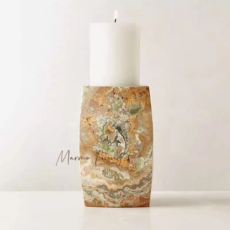 French Surprise Wind Natural Marble Candlestick Home Decoration Soft Decoration Restaurant Desktop Atmosphere Decoration