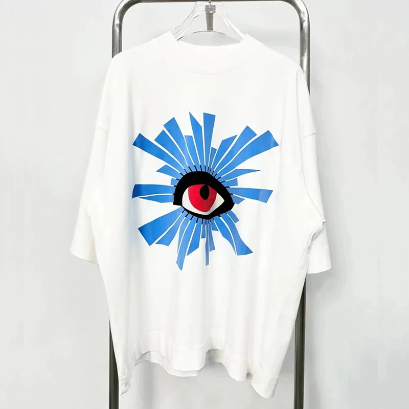 Black White Grey House Of Errors T Shirts Men Woman Chaopai The Eye Of Truth Foaming Printing Loose Short Sleeve Top Tee