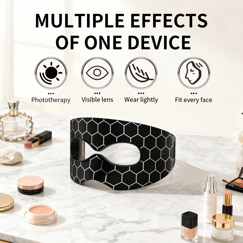 Red Light Silicone Eye Mask 7 Colors Photon Eyes Mask 36 Beads Eye Care Device for Relieve Eye Fatigue Dark Circles Puffiness