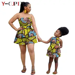 Robes à imprimé africain pour femmes et filles, Dashiki, robes d'Ankara d'été en coton, tenues de mère, vêtements assortis pour fille, 24F011