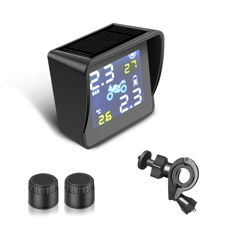 

2020 YOELBAER NEW Wireless Solar Panel TPMS For Motorcycle 2 External Sensor Tire Pressure Monitor