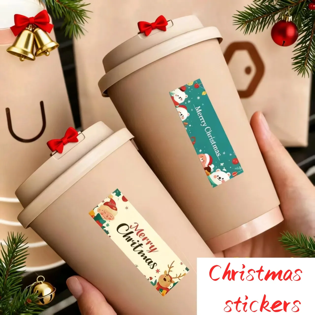 ملصقات سلسلة عيد الميلاد 240 قطعة من طباعة عناصر العطلة الدافئة مثالية للحرف اليدوية وديكور المخطط وجمال الهدايا، سهلة الاستخدام #5