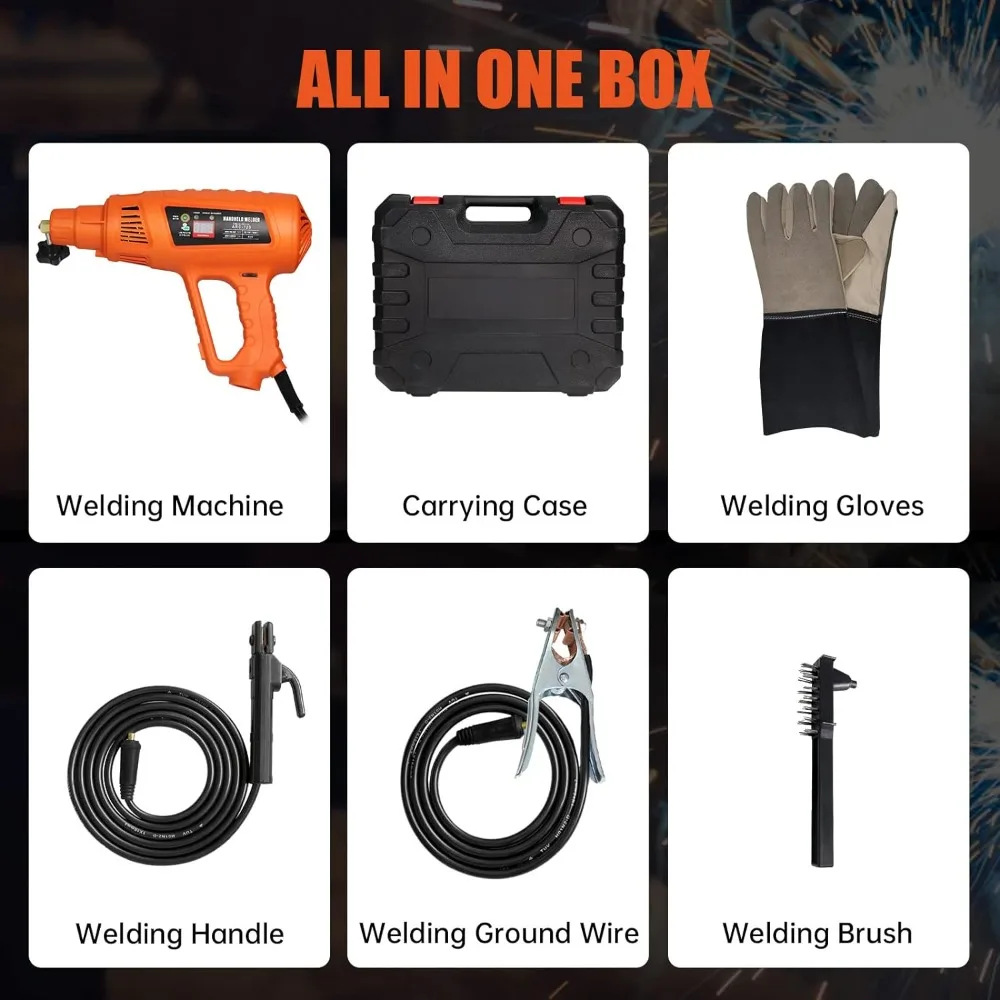 Fitinhot Welding Machine ARC Handheld Welder 110V IGBT Inverter Digital Display Portable Hot Start MMA Welding Gun