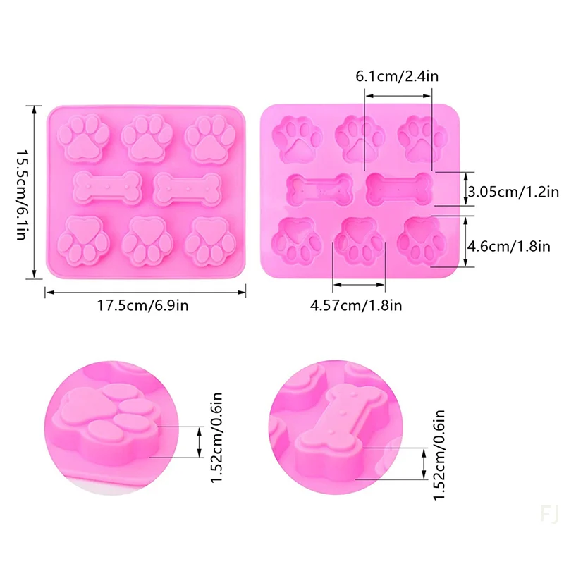 [YU]1Pc Dog Footprint Silicone Mold Bone Cookie Cutter DIY 3D Fondant Cat Paw Silicone Bakeware Molds Baking Accessories
