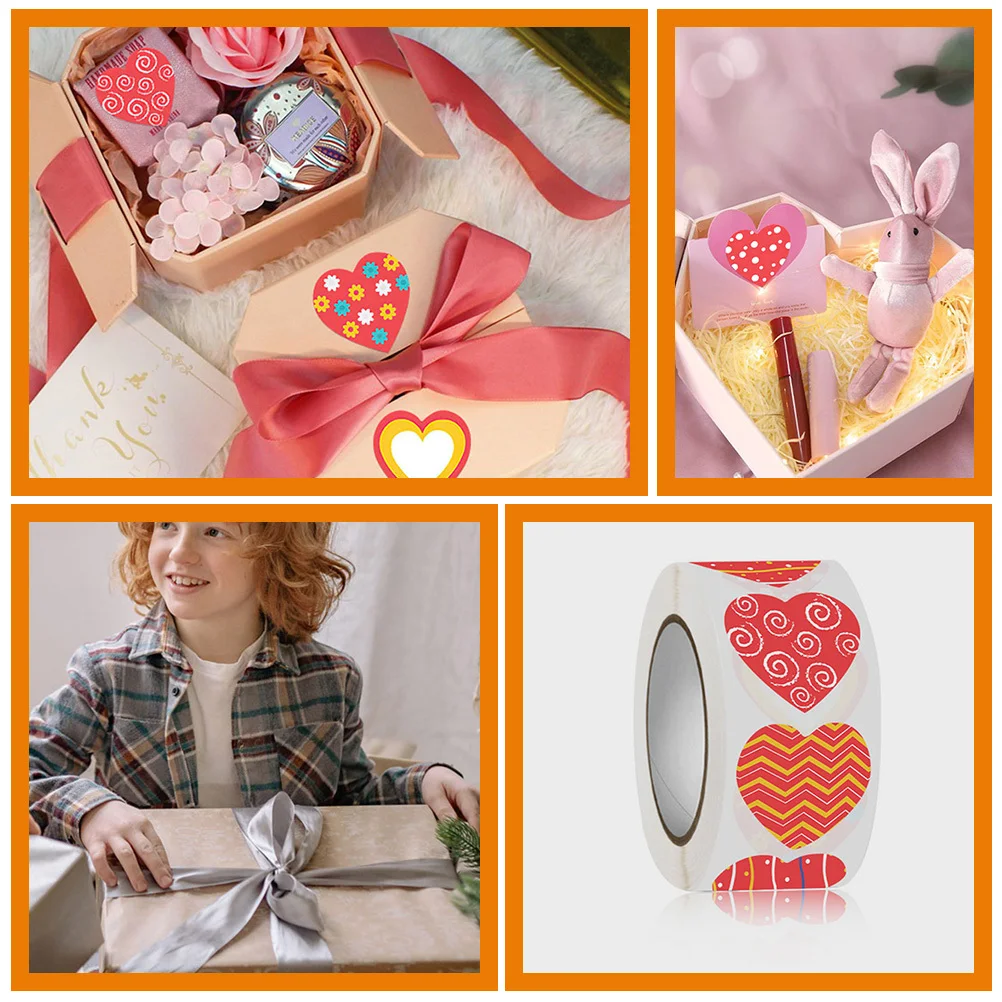 3 لفات على شكل قلب ملصقات الختم هدية عيد الحب صندوق تسميات المغلف ملصقات الختم سكرابوكينغ تسميات الزخرفية