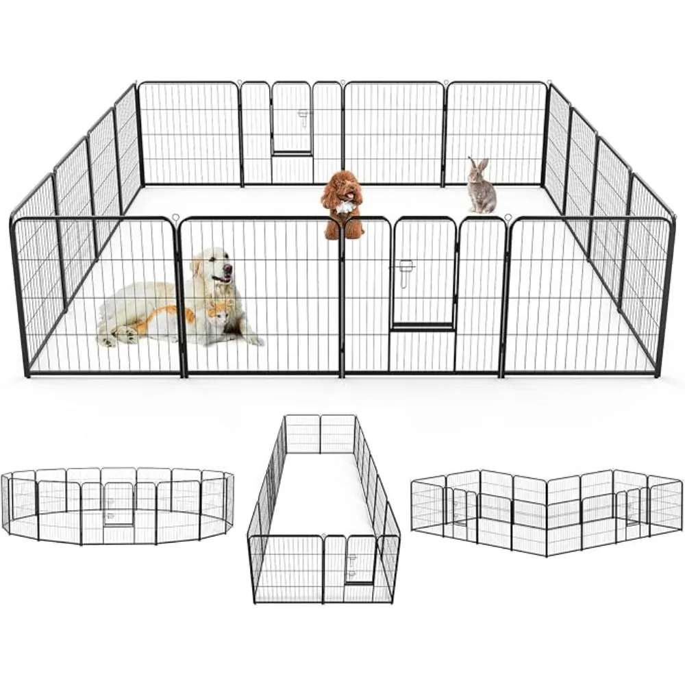 

DUMOS Dog Playpen Indoor Fence 16 Panel 32" Height Metal Exercise Pen with Door Small Puppy/Medium/Large Dogs Animal Pet